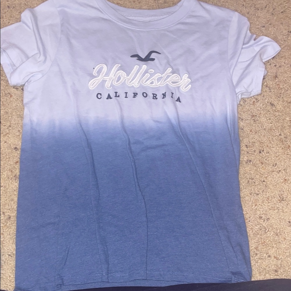 Hollister Blue and White Short Sleeve Tee